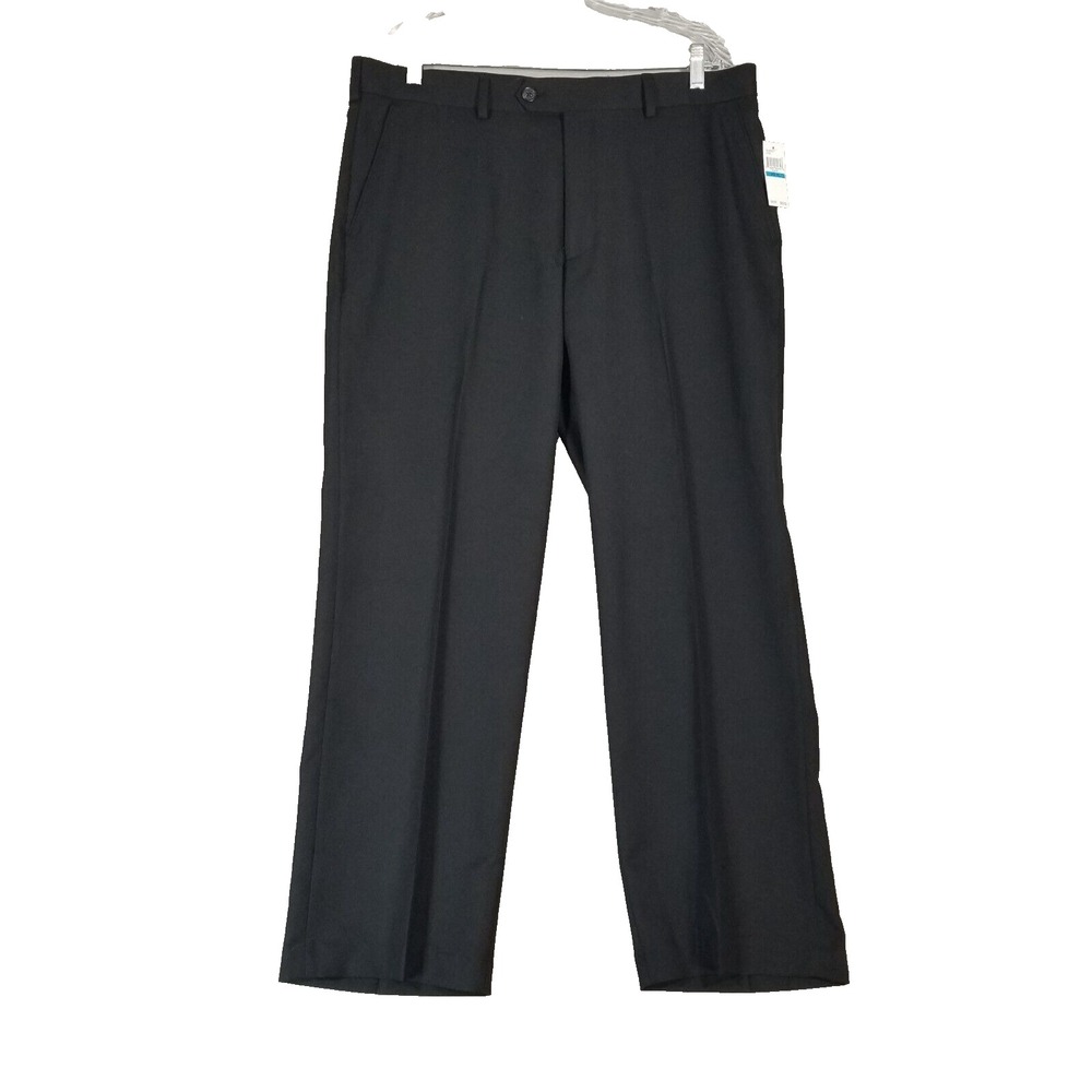 IZOD Dress Pants Men 36x30 Black Dress Pant Straight Flat Front Lightweight